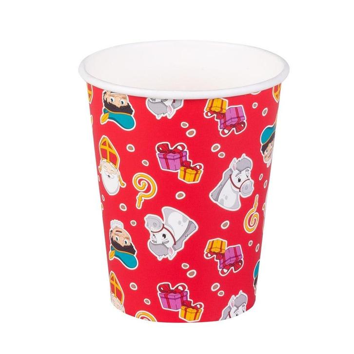 Sinterklaas Bekers Papier 210ml 10st, Hobby en Vrije tijd, Feestartikelen, Nieuw, Verzenden