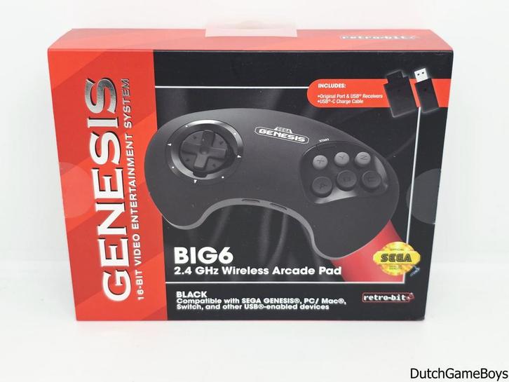 Sega Genesis - Big 6 - Wireless Arcade Pad - Retro-bit, Games en Spelcomputers, Spelcomputers | Sega, Gebruikt, Verzenden