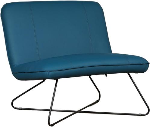 Blauwe leren industriële stoel zonder armleuning - Toledo, Huis en Inrichting, Fauteuils, 75 tot 100 cm, 75 tot 100 cm, Nieuw