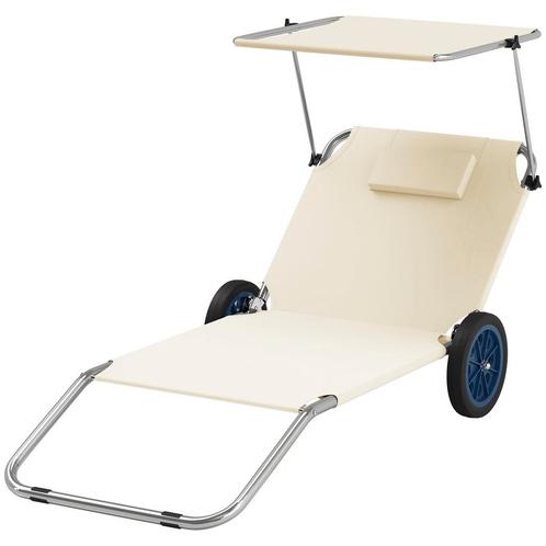 Ligstoelen  - Inklapbaar &amp; Verstelbaar - Beige, Tuin en Terras, Ligbedden, Nieuw, Ophalen of Verzenden