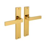 Lusso geveerd op schild messing PVD, Doe-het-zelf en Bouw, Ophalen of Verzenden, Nieuw, IJzer, Klink of Kruk