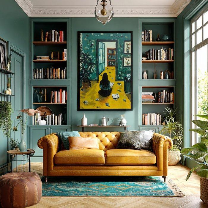 E. García - LA JOVEN EN LA HABITACIÓN VERDE XL (NO RESERVE), Antiek en Kunst, Kunst | Schilderijen | Modern