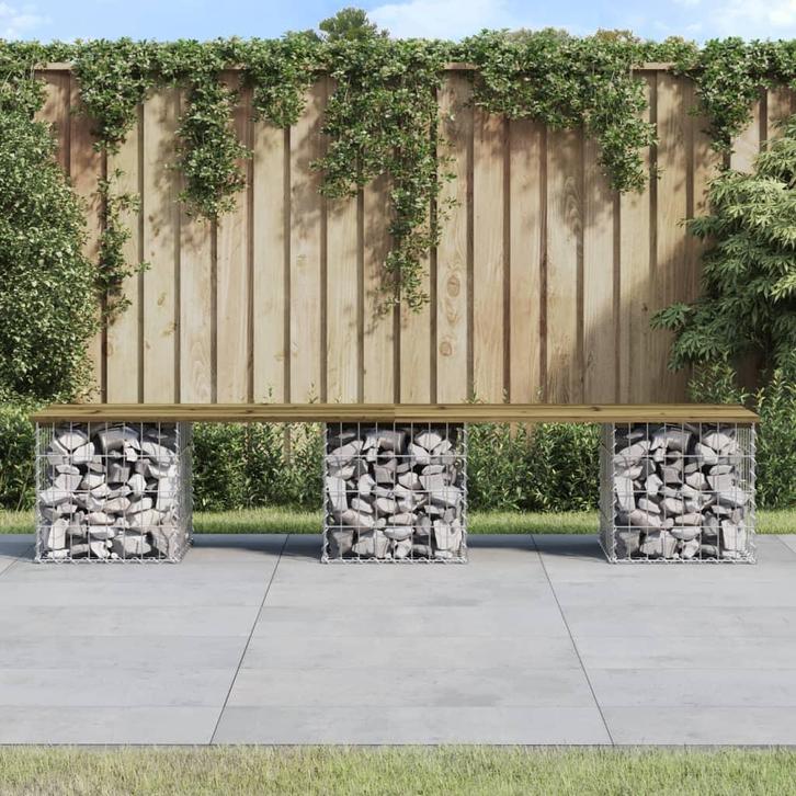 vidaXL Tuinbank schanskorfontwerp 203x44x42 cm geïmpregneerd, Tuin en Terras, Tuinsets en Loungesets, Nieuw, Verzenden