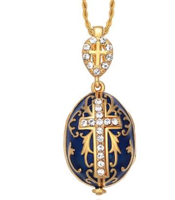 Beautiful Egg Pendant and Necklace - With 50 Austrian