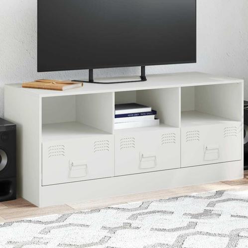 vidaXL Tv-meubel 99x39x44 cm staal wit, Huis en Inrichting, Kasten |Televisiemeubels, Nieuw, Verzenden