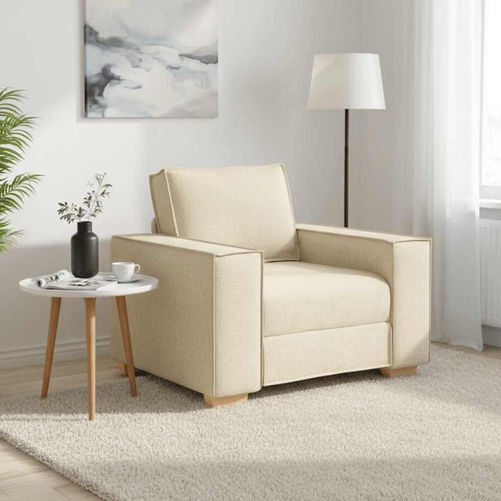 vidaXL Sofa Stoel Crème 60 cm Stof, Huis en Inrichting, Zetels | Zetels, Nieuw, Verzenden