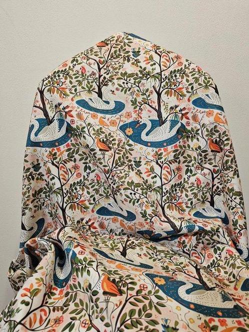 Tissu style Josef Frank Le cygne -300x280cm - Sélection, Antiek en Kunst, Antiek | Tapijten, Tafelkleden en Textiel