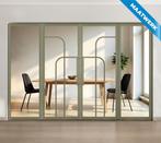 Dubbele stalen taatsdeur met glaspanelen Olijfgroen 4 Vlaks, Doe-het-zelf en Bouw, Nieuw, Metaal, Overige typen