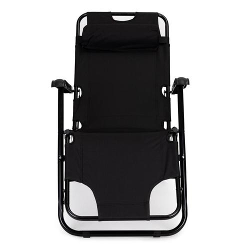 Ligstoel tuin - met hoofdsteun - inklapbaar - zwart, Tuin en Terras, Tuinstoelen, Nieuw, Ophalen of Verzenden