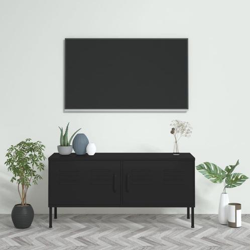 vidaXL Meuble TV Noir 105x35x50 cm Acier, Maison & Meubles, Armoires | Mobilier de télévision, Neuf, Envoi