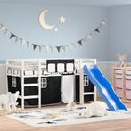 vidaXL Kinderhoogslaper met gordijnen 80x200 cm massief, Verzenden, Nieuw