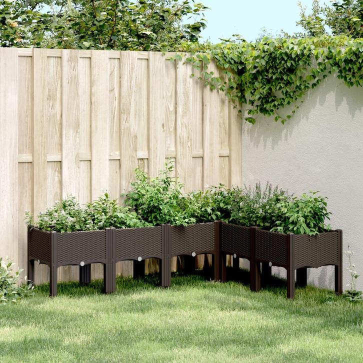 vidaXL Plantenbak met poten 160x120x42 cm polypropeen bruin, Tuin en Terras, Bloempotten, Nieuw, Verzenden