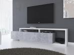 TV Meubel - Beton met wit - 219x45x52 cm - TV kast met lade, Huis en Inrichting, Overige materialen, Verzenden, Nieuw, 200 cm of meer