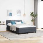 vidaXL Boxspring Bed met Matras Donkergrijs 140x200 cm, Huis en Inrichting, Slaapkamer | Bedden, Verzenden, Nieuw