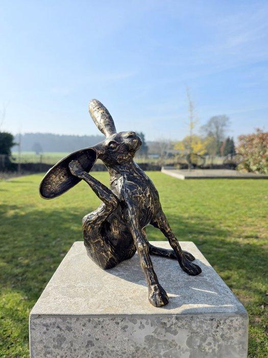 Beeldje - Hare scratiching ear - Brons, Antiek en Kunst, Curiosa en Brocante