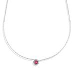 Ketting met hanger - 18 karaat Witgoud - 0.86ct. tw. Robijn