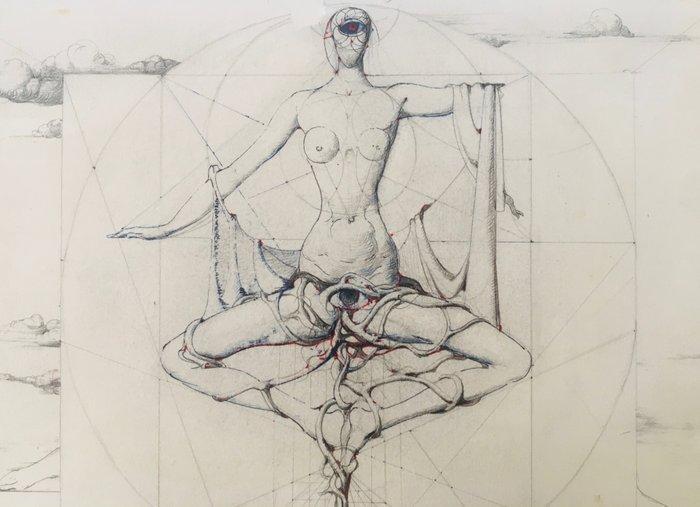 Marcel Delmotte (1901-1984) - Les glaïeuls noirs - Dessin, Antiek en Kunst, Kunst | Designobjecten