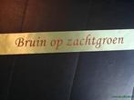 Bedrukt lint Zachtgroen met Bruine opdruk 70 mm 80 cm, Huis en Inrichting, Nieuw