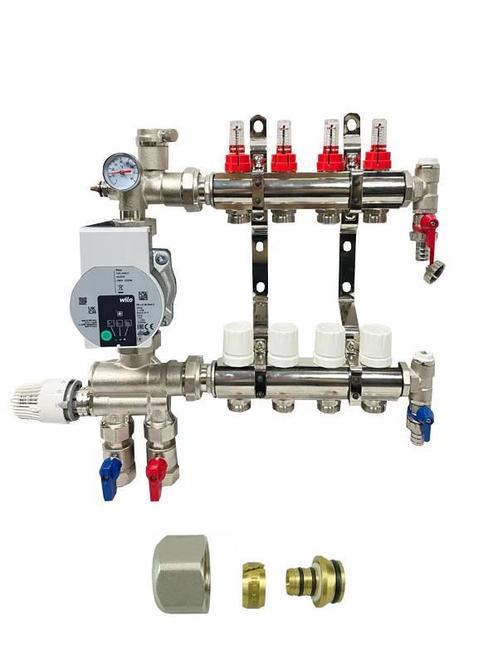 RVS 2 groeps vloerverwarming verdeler met A-label wilo pomp, Doe-het-zelf en Bouw, Verwarming en Radiatoren, Overige typen, Nieuw