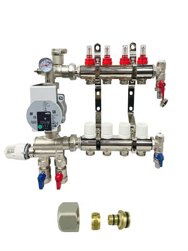 RVS 2 groeps vloerverwarming verdeler met A-label wilo pomp, Doe-het-zelf en Bouw, Verwarming en Radiatoren, Overige typen, Nieuw