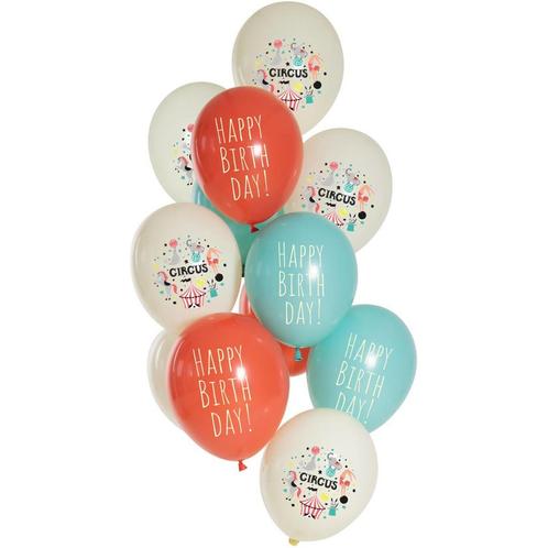 Happy Birthday Ballonnen Circus 33cm 12st, Hobby en Vrije tijd, Feestartikelen, Nieuw, Verzenden