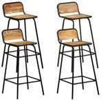 vidaXL Barstoelen 4 st massief mangohout, Huis en Inrichting, Barkrukken, Verzenden, Nieuw