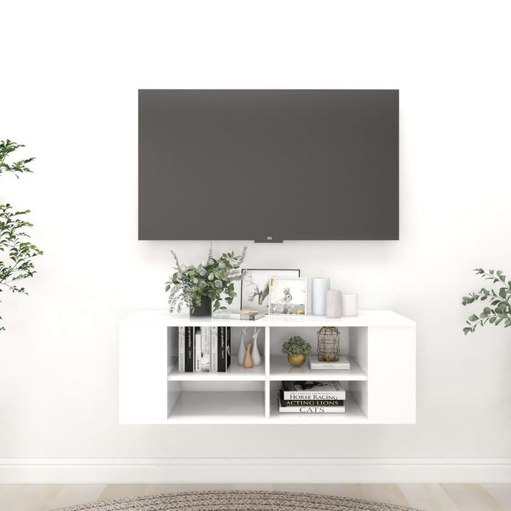 vidaXL Tv-wandmeubel 102x35x35 cm bewerkt hout wit, Huis en Inrichting, Kasten |Televisiemeubels, Nieuw, Verzenden