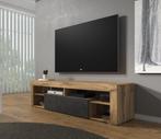 TV-Meubel Fancy - Grijs/eiken - 140x35x50 - TVKast - Modern, Huis en Inrichting, Kasten |Televisiemeubels, Nieuw, Overige materialen