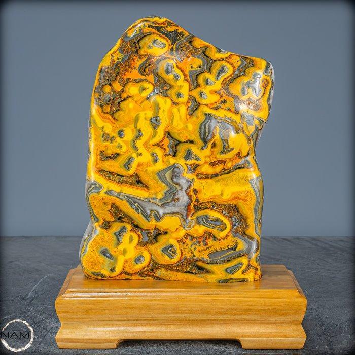 Zeer zeldzaam natuurlijk Bumblebee Jasper Freeform op stand,, Verzamelen, Mineralen en Fossielen