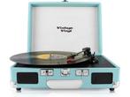 Vintage Vinyl kofferplatenspeler blauw - line-in, Verzenden, Nieuw