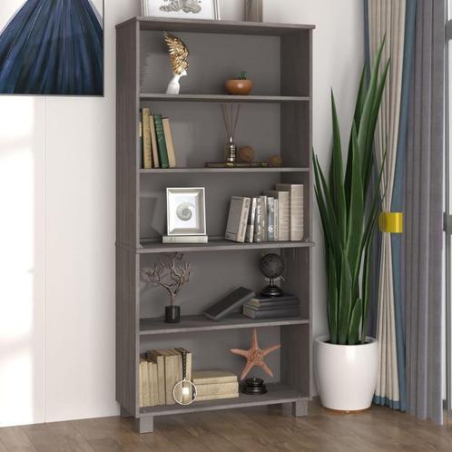 vidaXL Hoge kast HAMAR massief grenenhout lichtgrijs, Huis en Inrichting, Kasten | Dressoirs, Nieuw, Verzenden