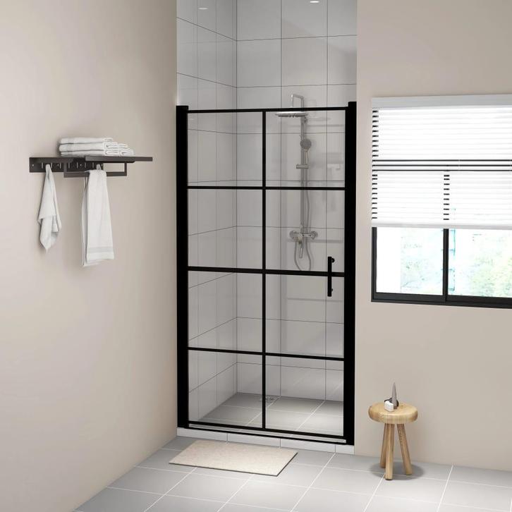 vidaXL Douchedeur 100x178 cm gehard glas zwart, Doe-het-zelf en Bouw, Sanitair, Nieuw, Verzenden