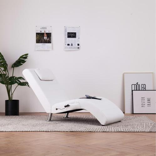 vidaXL Massage chaise longue met kussen kunstleer wit, Maison & Meubles, Canapés | Sofas & Chaises Longues, Envoi
