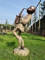 Sculpture, Gnome playing saxophone - 70 cm - Bronze