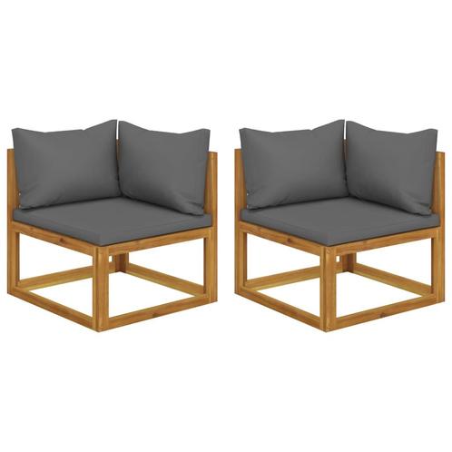 vidaXL Hoekbanken 2 st sectioneel met kussens acaciahout, Tuin en Terras, Tuinsets en Loungesets, Nieuw, Verzenden