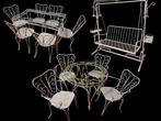 Tuinset: Tafel en zes stoelen / Schommelfauteuil / Tafel met, Antiek en Kunst