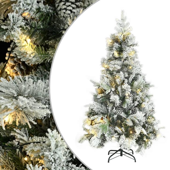 vidaXL Kerstboom met LED en dennenappels en sneeuw 195 cm, Diversen, Kerst, Nieuw, Verzenden