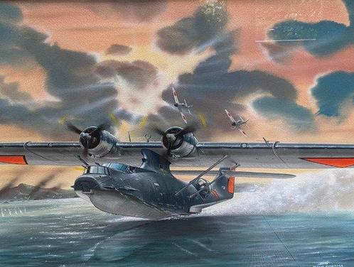 Thijs Postma - PBY Catalina ML-KNIL, Antiek en Kunst, Kunst | Schilderijen | Modern