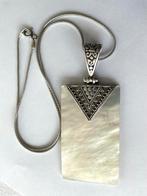 Zilveren halsketting met parelmoer plaket , 925 zilver -, Bijoux, Sacs & Beauté
