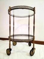 Serveerwagen - Messing, Glas - Drankwagen, Antiek en Kunst