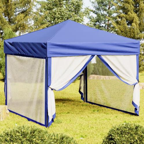 vidaXL Partytent inklapbaar met zijwanden 3x3 m blauw, Tuin en Terras, Partytenten, Nieuw, Verzenden