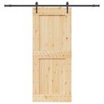 vidaXL Schuifdeur met beslag 95x210 cm massief grenenhout, Doe-het-zelf en Bouw, Deuren en Vliegenramen, Verzenden, Nieuw