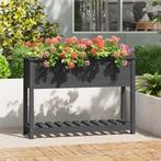 vidaXL Plantenbak met schap 111,5x34,5x81 cm massief, Tuin en Terras, Bloempotten, Verzenden, Nieuw