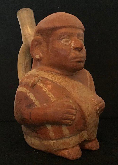Moche-beeld van een zittende man met een coca bladeren, Verzamelen, Mineralen en Fossielen