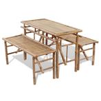 vidaXL Table avec 2 bancs 100 cm Bambou, Verzenden