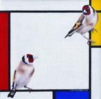 Jos Verheugen - Free after Mondrian, with goldfinches (M947), Antiquités & Art, Art | Peinture | Moderne
