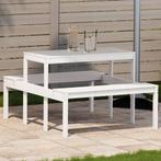 vidaXL Picknicktafel 110x134x75 cm massief grenenhout wit, Tuin en Terras, Tuintafels, Verzenden, Nieuw