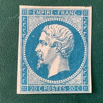 Frankrijk 1854 - 20 cent Empire Blue op Azure - Yvert 14 Bc