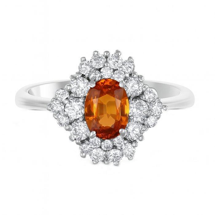 Ring - 18 karaat Witgoud Toermalijn - Diamant, Handtassen en Accessoires, Ringen