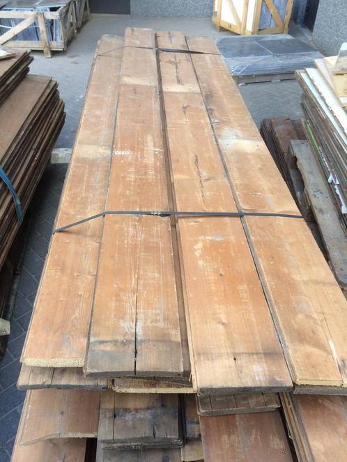 Oude grenen en vuren vloerdelen en dakbeschot, Doe-het-zelf en Bouw, Hout en Planken, Plank, Gebruikt, Grenen, Ophalen of Verzenden